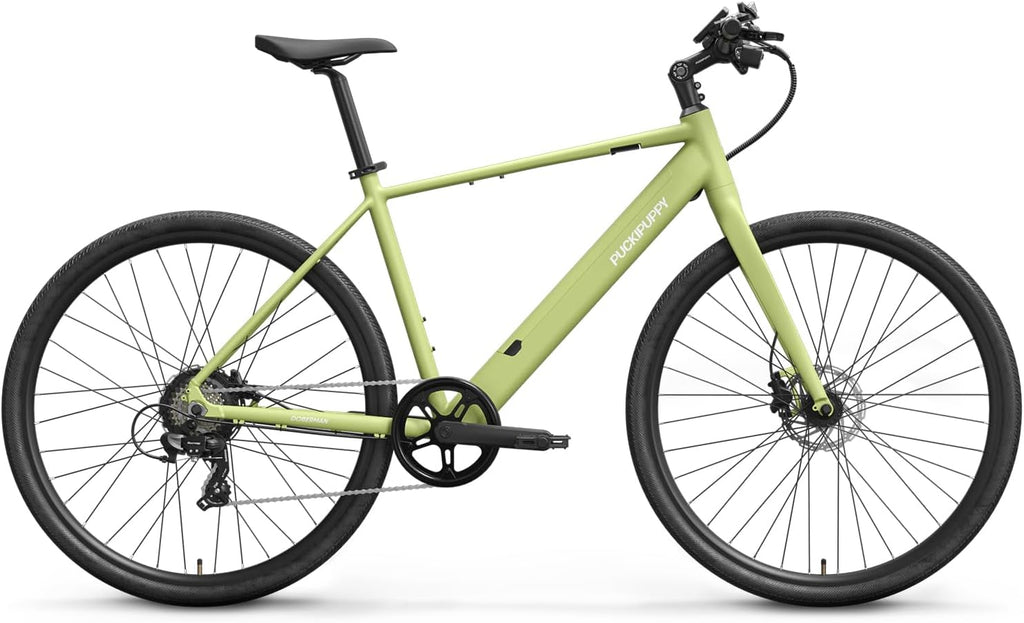 PUCKIPUPPY Electric Bike for Adults, 42lb Air-Light Aluminum Ebike with Torque Sensor, 28' Electric Bicycle with 360Wh Energy Battery, 600W 25MPH Peak E Bike, 7 Speed, 45Nm, Leather seat
