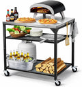 Hisencn Pizza Oven Table Cart for Ninja Woodfire, Blackstone, Cuisinart Pizza Oven, Outdoor Grill Cart, Stainless Steel Portable Grill Tables Grill Stand, Modular Table, Food Prep Carts with Hooks