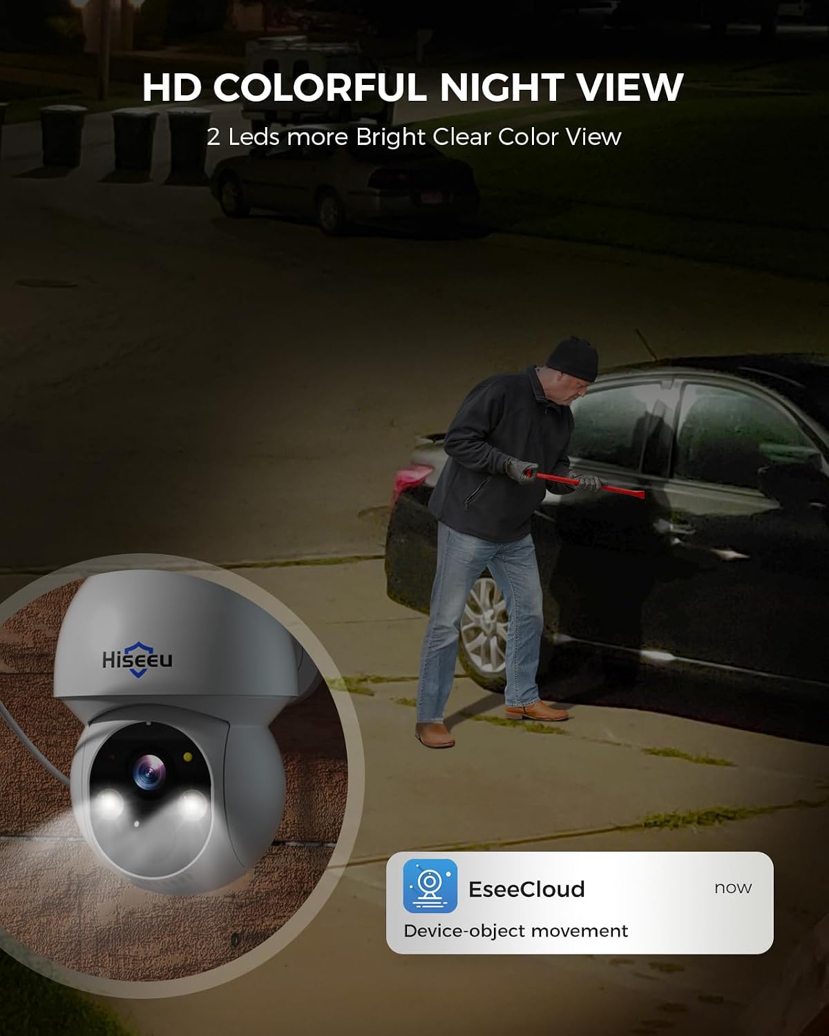 Hiseeu Solar Camera Wireless Outdoor, 4MP 8-Cam Kit, Pan-Tilt 360° View, Color Night Vision, Dual-Band WiFi, 1TB HDD Local Storage, No Monthly Fee