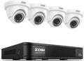 ZOSI 1080P H.265+ Home Security Camera System with AI Human Vehicle Detection, 5MP 3K 8 Channel Surveillance DVR and 4 x 1080p Weatherproof CCTV Dome Camera Outdoor Indoor, 80ft Night Vision, No HDD