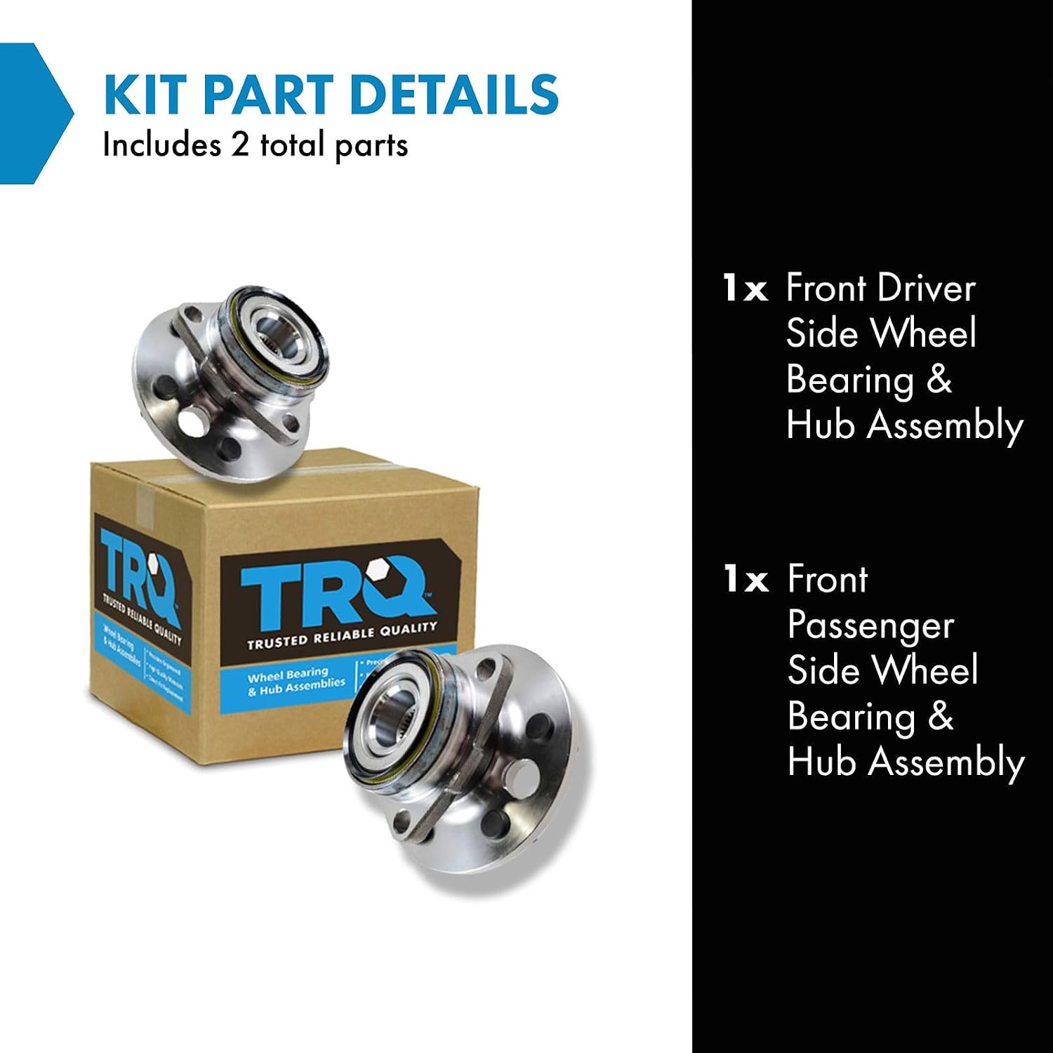 TRQ Front Left and Right Wheel Bearing and Hub Assembly Set 2 Piece Compatible with 88-91 Chevrolet K1500 with Heavy Duty Suspension 92-94 K1500 88-94 K2500 with 6 Lug Wheels 92-94 K1500 Suburban