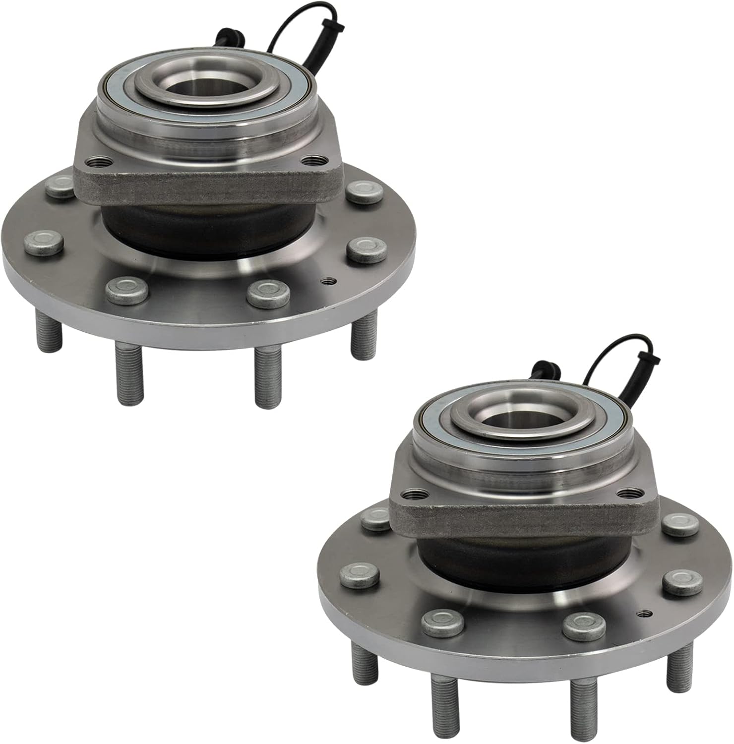 TRQ Front Left and Right Wheel Bearing and Hub Assembly Set 2 Piece Compatible with 11-19 Chevrolet Silverado 3500 HD 4WD with Dual Rear Wheels 11-19 GMC Sierra 3500 HD 4WD with Dual Rear Wheels