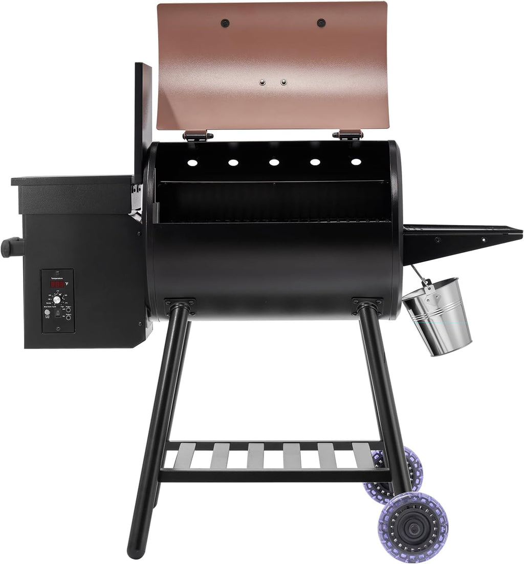 VEVOR Wood Pellet Grill Smoker, 8 in 1 BBQ Grills for Outdoor Cooking, 456 Square Inches Cook Area Electric Grill and Smoker, with Digital Controller, Meat Probe, 500°F Max Temperature, Black