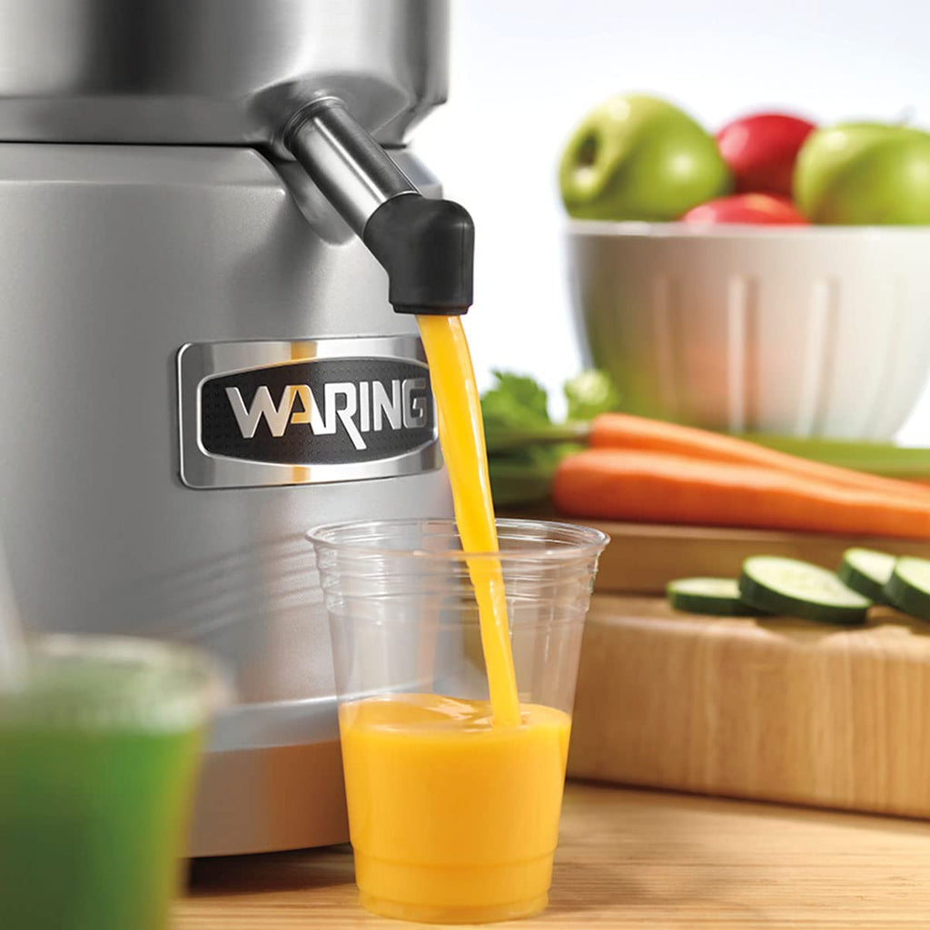 Waring Commercial Waring Products WJX80 120V 1.2HP HD Pulp Eject Juice Extractor, Stainless steel