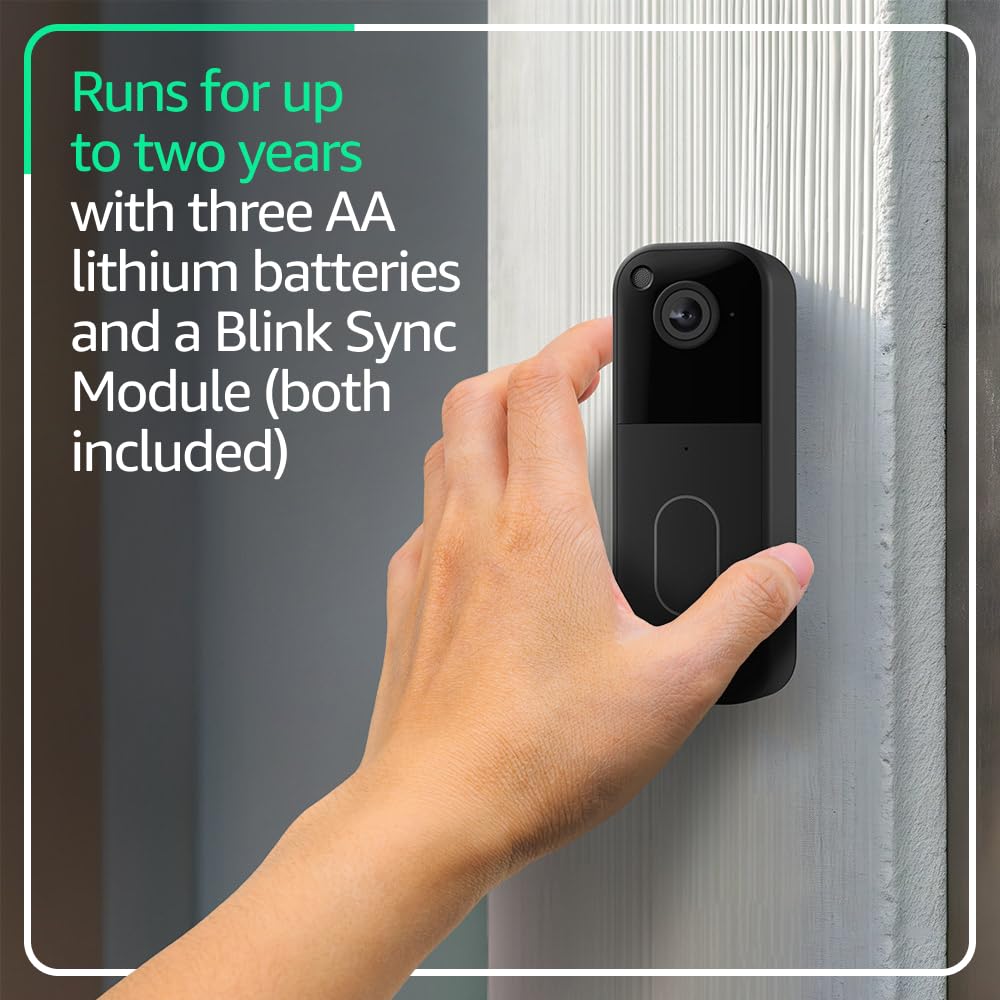Blink Video Doorbell with 1-Year Subscription – Head-to-toe HD view, two-year battery. Sync Module Core included – System (Black)