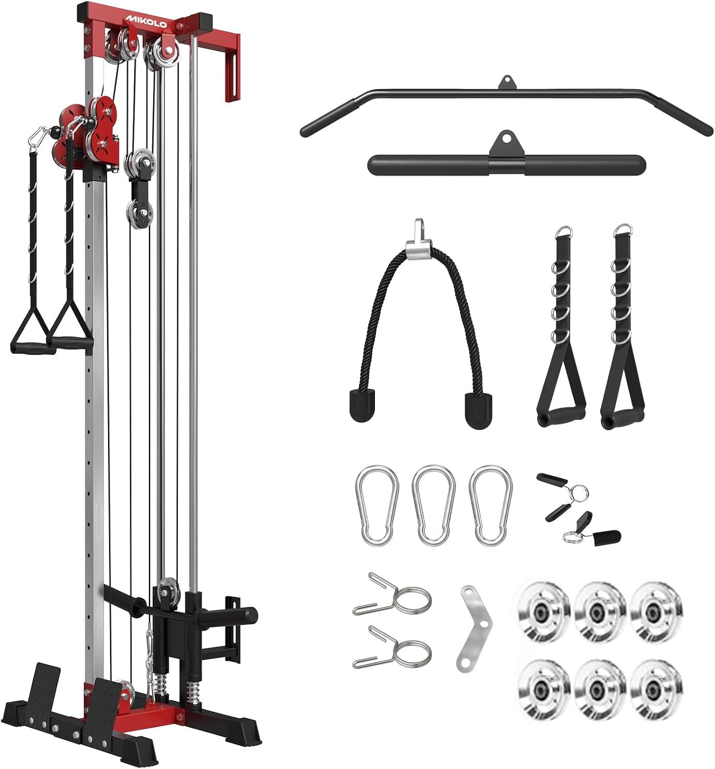 Mikolo Wall Mount Cable Station, Cable Crossover Machine with Dual Pulley System and 18 Adjustable Positions for Home Gym Fitness Equipment