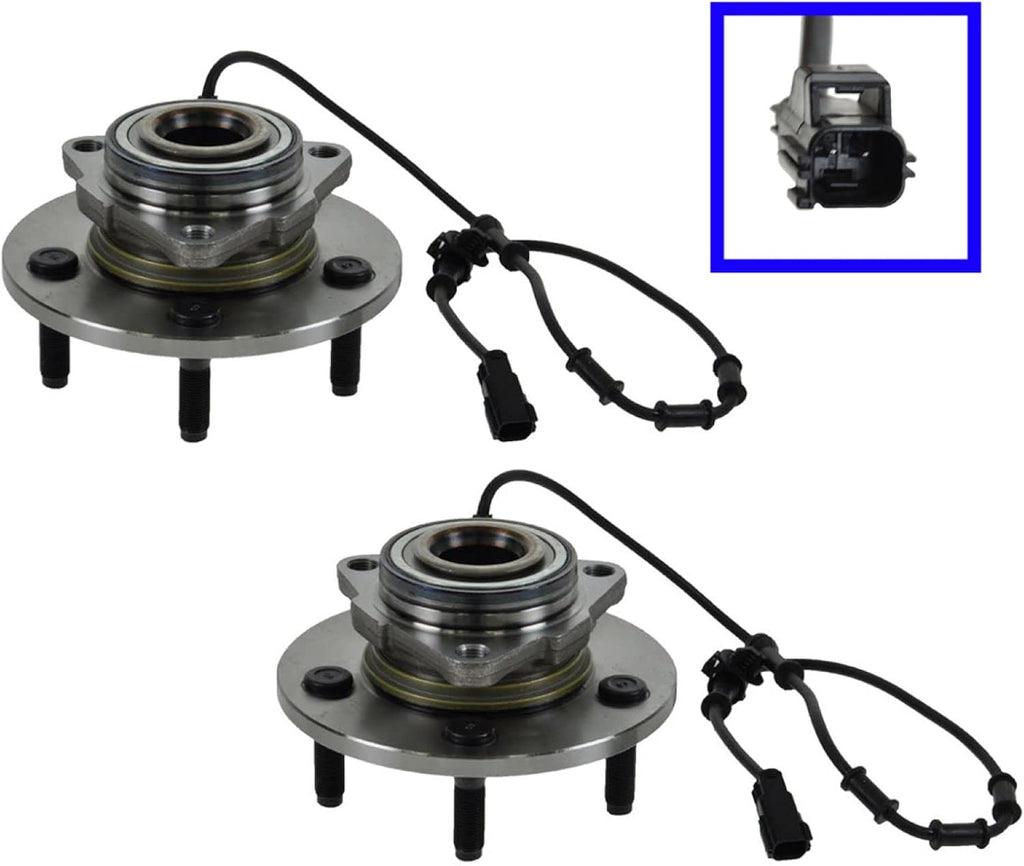 TRQ 2 Piece Front Wheel Bearing & Hub Assembly Set Compatible with 2002-2005 Dodge Ram 1500