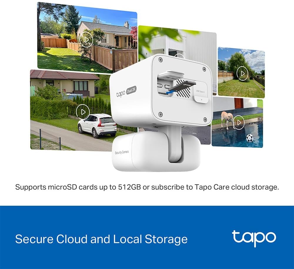 Tapo 2K Dual Lens Pan/Tilt Security Battery Camera Wireless w/Solar Panel, 165° Wide-Angle + 6mm Telephoto, Free Person/Vehicle Detection, 360° Pan, SD/Cloud Storage, Works w/Alexa & Google, C645D KIT