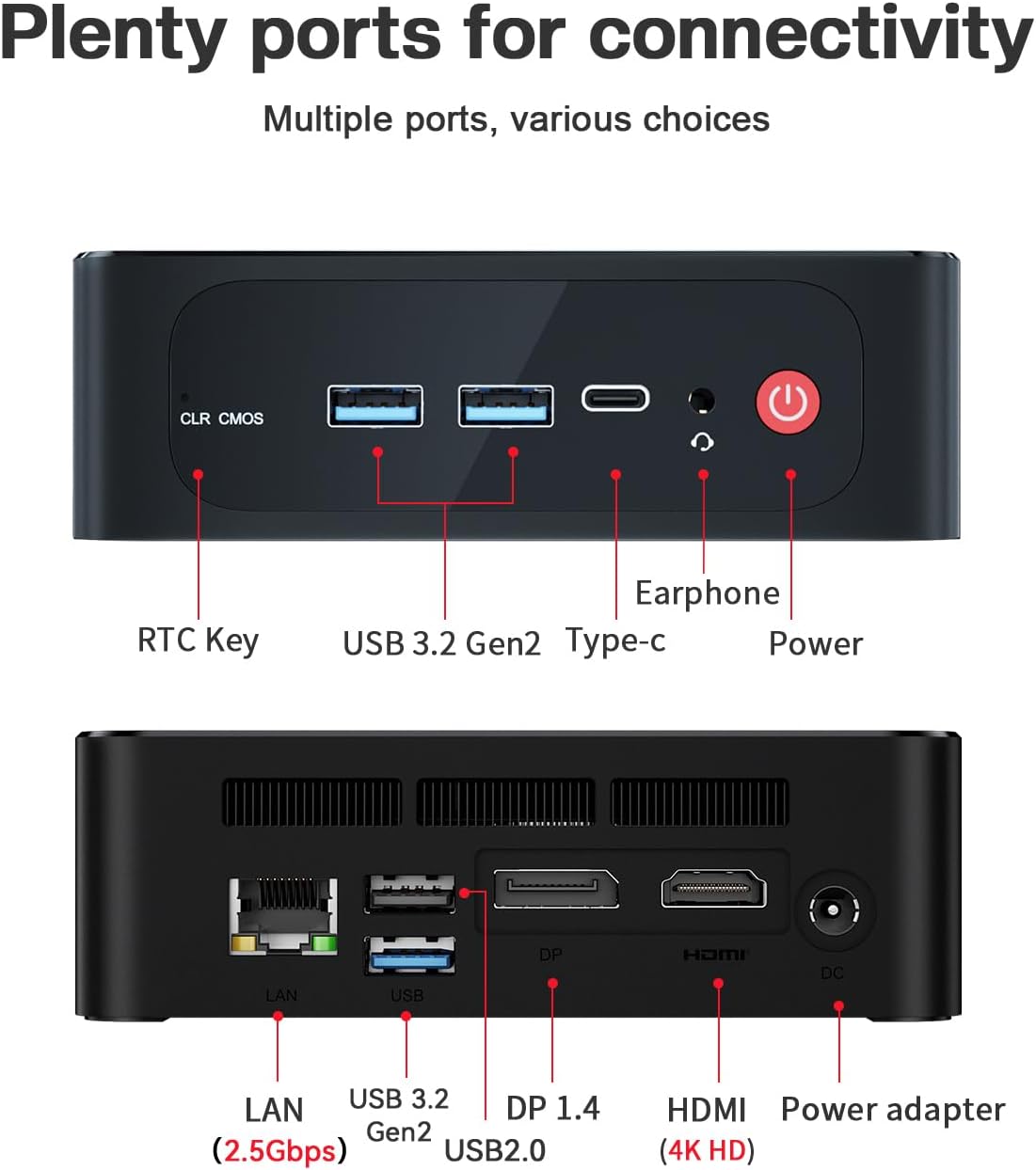 Beelink SER5 Mini PC, AMD Ryzen 5 5625U(up to 4.3GHz) 6C/12T, Mini Computer 16GB DDR4 RAM 480GB NVMe SSD, Mini Desktop Computer 4K@60Hz Dual Display HDMI&DP WiFi6/BT5.2/WOL/HTPC/W-11 Pro