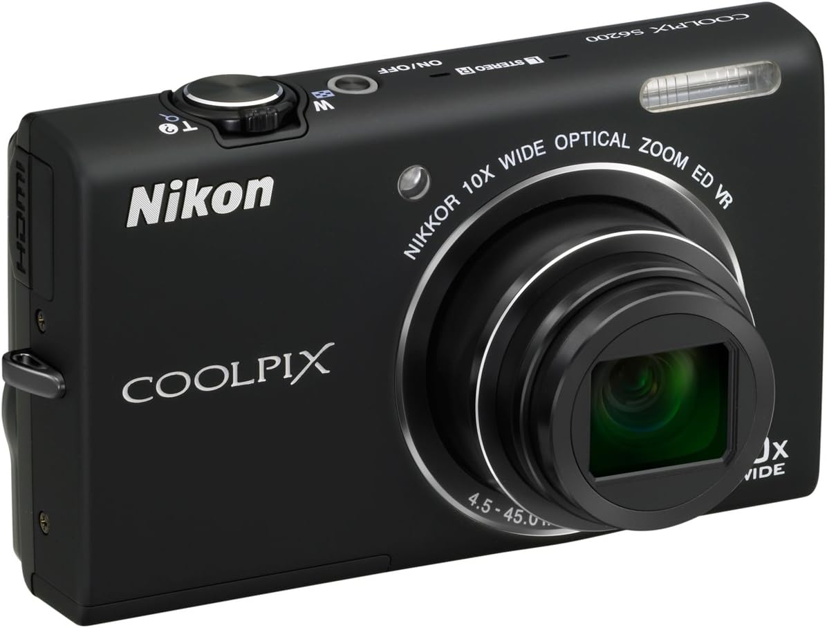 Nikon COOLPIX S6200 16 MP Digital Camera with 10x Optical Zoom NIKKOR ED Glass Lens and HD 720p Video (Black)