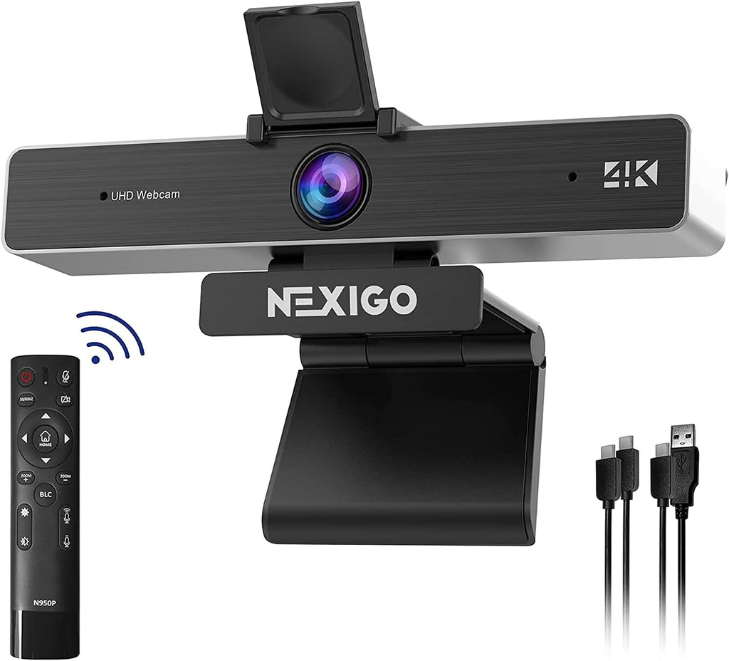Zoom Certified, NexiGo N950P 4K Zoomable Webcam with Remote Control, Sony_Starvis Sensor, 5X Digital Zoom, Pro Web Camera with Dual Stereo Mics, for Zoom Skype Teams Twitch