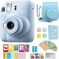 FUJIFILM INSTAX Mini 12 Instant Film Camera | Pastel Blue Bundled with Instax Accessory Bundle + Cleaning Cloth (8 Items)