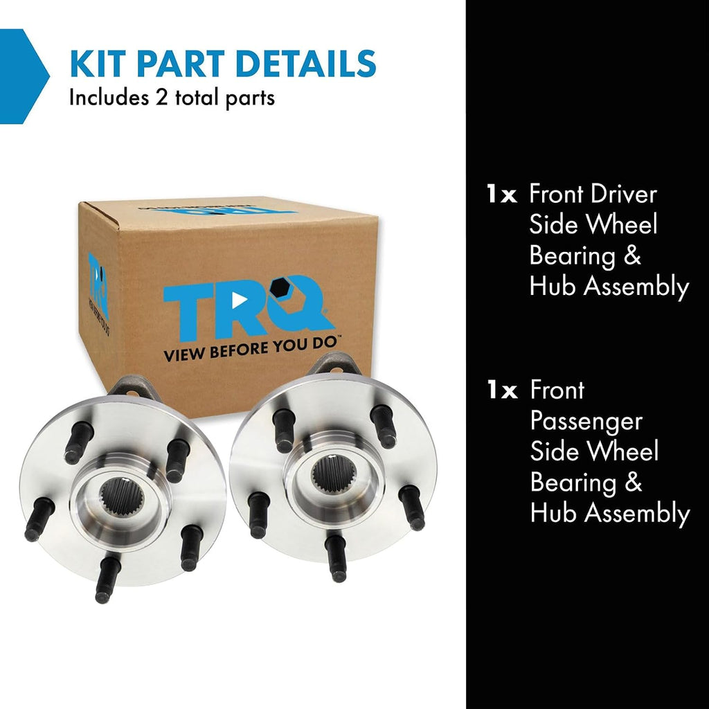 TRQ Front Left and Right Wheel Bearing and Hub Assembly Set 2 Piece Compatible with 10-11 Ford Ranger 4WD 09 Ranger 4WD from 9-14-09 Production Date 03-04 Mazda B4000 SE 05-09 B4000