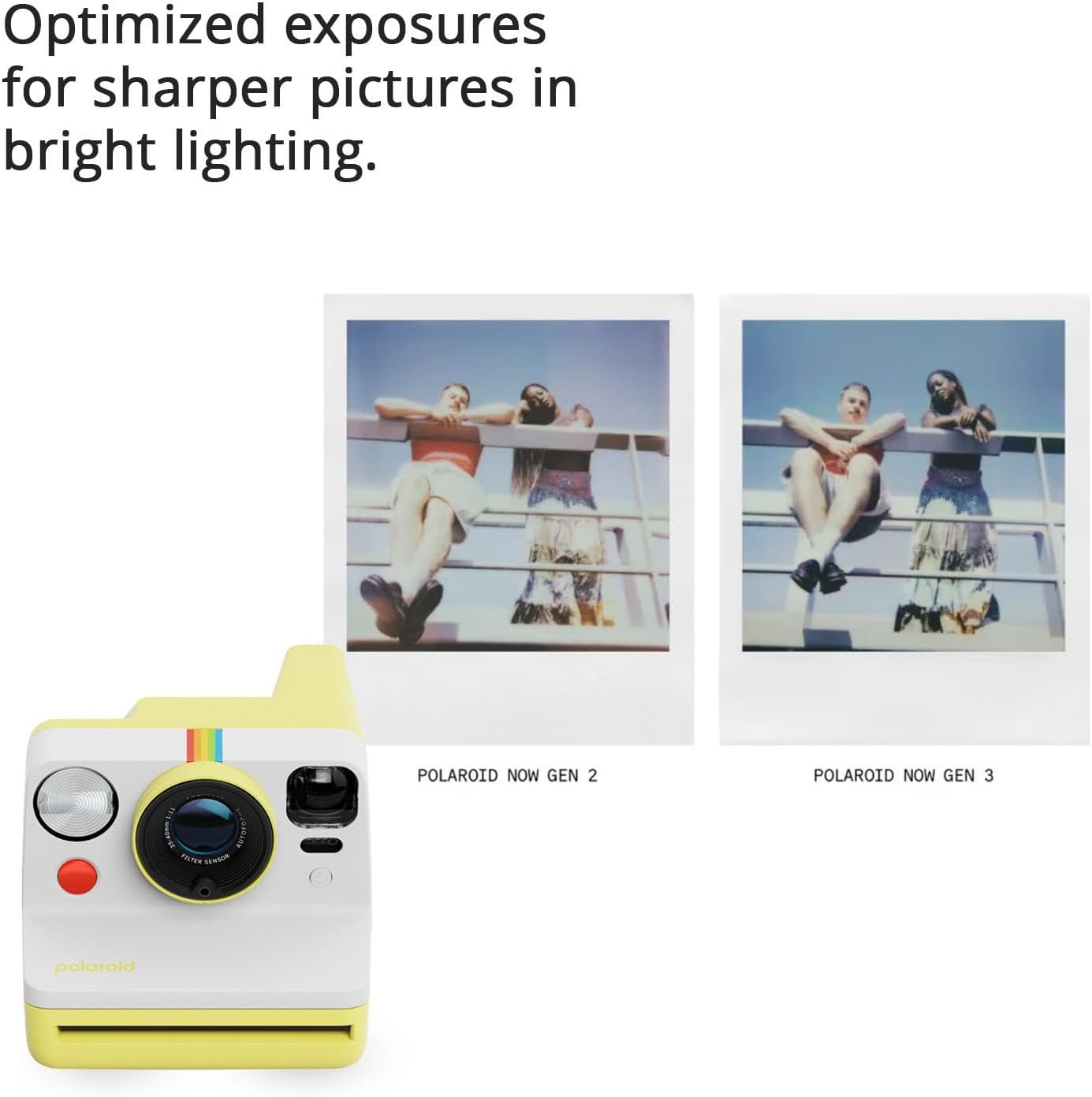 Polaroid Now Generation 3 Analog Instant Camera with Two-Lens Autofocus System (Yellow) Bundle with Film Kit and Polaroid B and W Film for i-Type Cameras (3 Items)