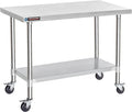 DuraSteel 24x48 NSF Stainless Steel Cart - Heavy Duty Food Prep Table with Undershelf - Rolling Kitchen Island on Wheels for Commercial Restaurant Kitchen, Garage, Outdoor Cooking, BBQ Grill, Counter