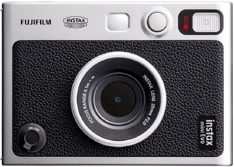 FUJIFILM INSTAX MINI EVO Hybrid Instant Camera (Black) Bundle with 32GB Memory Card + Camera Case + USB Card Reader, SD/microSD + Microfiber Cleaning Cloth