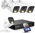 ANNKE 8CH 2MP Security Camera System, 8 Channel H.265+ DVR Recorder, AI Human/Vehicle Detection, 4X 1080P Cams with Smart Dual Light Color Night Vision for Home & Business Surveillance, IP67, 1TB HDD