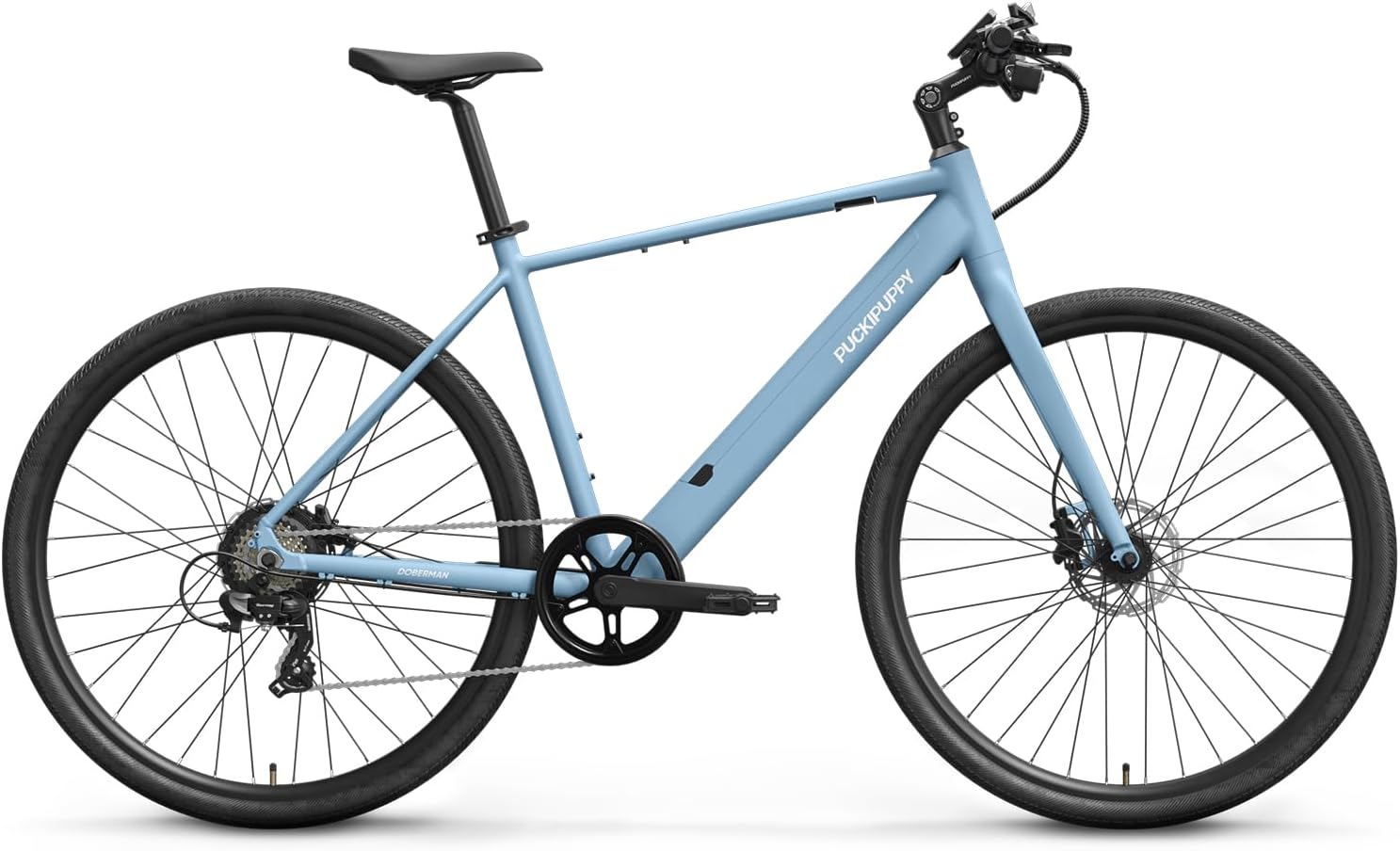 PUCKIPUPPY Electric Bike for Adults, 42lb Air-Light Aluminum Ebike with Torque Sensor, 28' Electric Bicycle with 360Wh Energy Battery, 600W 25MPH Peak E Bike, 7 Speed, 45Nm, Leather seat