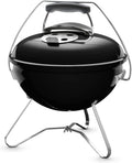 Weber Smokey Joe Premium Charcoal Grill Barbeque, 37cm | Portable BBQ Grill with Tuck-N-Carry Lid Cover & Plated Steel Legs | Folding Outdoor Cooker with Porcelain-Enamelled Bowl - Black (1121004)