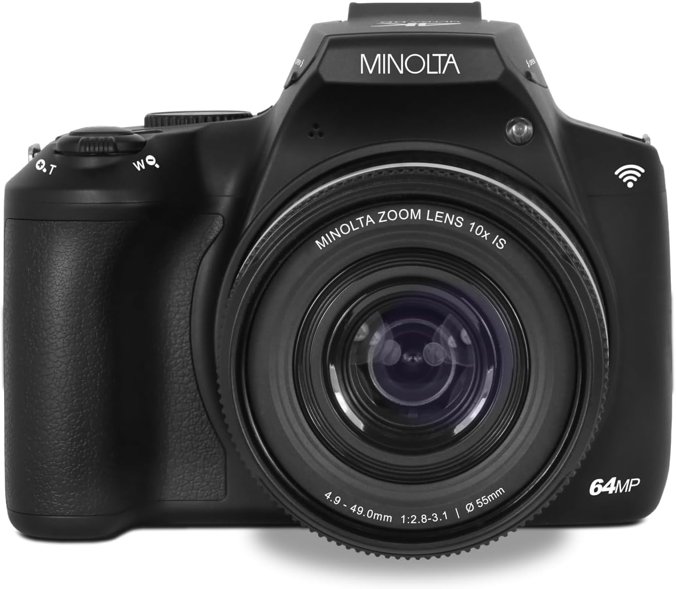 Minolta 64 Mega Pixels Auto Focus Digital Camera with 10x Optical Zoom, 4K Ultra HD Video and Macro Shooting, Bundle with 32 GB Memory Card + Vlogging Tripod + Cleaning kit + More Accessories - Black