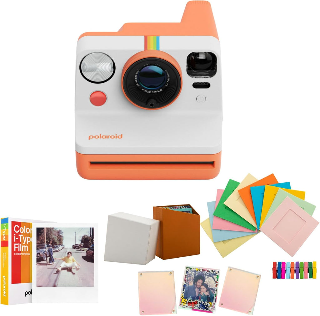 Polaroid Now Generation 3 Coral Analog Instant Camera Bundle with Color Instant Film and Cam Kit for Polaroid