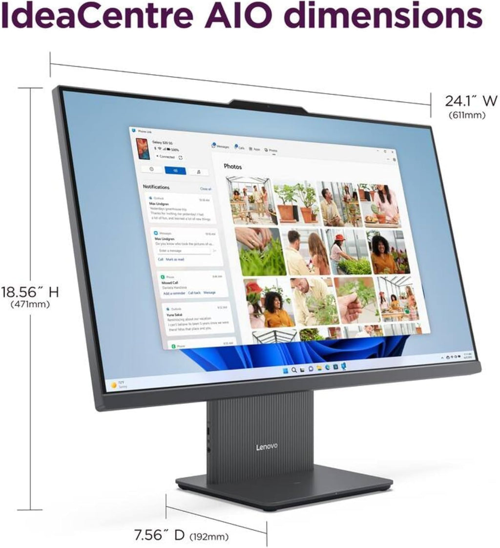 Lenovo IdeaCentre 27' Touchscreen All-in-One Desktop Computer • 6-core AMD Ryzen 5 Processor • 16GB DDR5 • 256GB SSD • Office 365 for The Web • Wireless KB&Mouse • Wireless Charging Base • Win 11