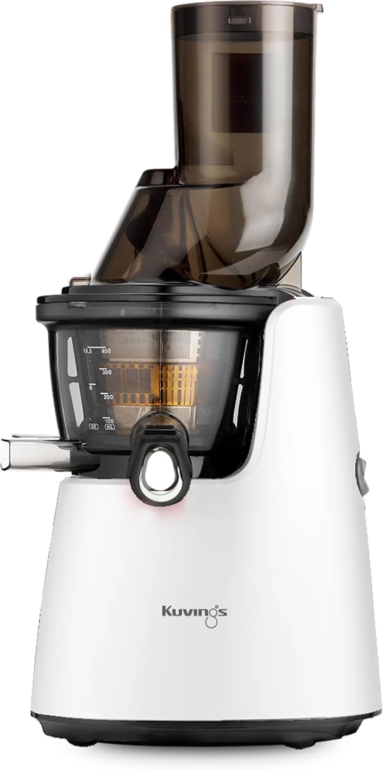 Kuvings Whole Slow Juicer C7000SW - Slow Masticating Juicer Machine with Quiet 240W Motor & BPA-Free Components - 3in Wide Mouth Feed Chute & Removable Hopper for Juices & Sorbets - White