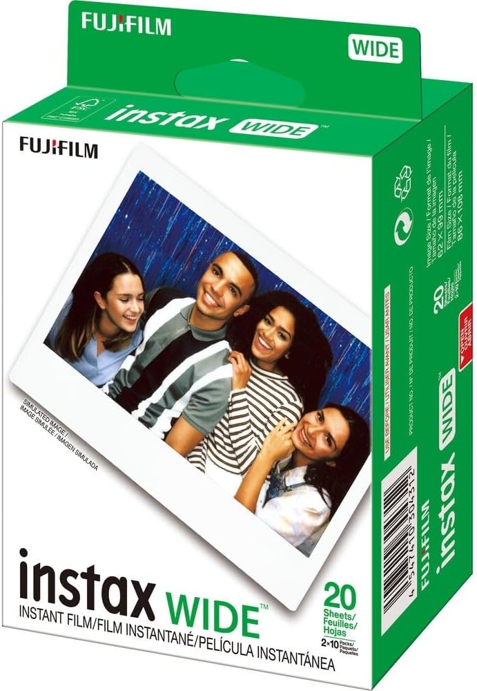 FUJIFILM INSTAX Wide 400 Instant Camera | Sage Green Bundled with INSTAX Wide Instant Film | 20 Exposures + Wide Album & Colored Frames + Cleaning Cloth (4 Items)