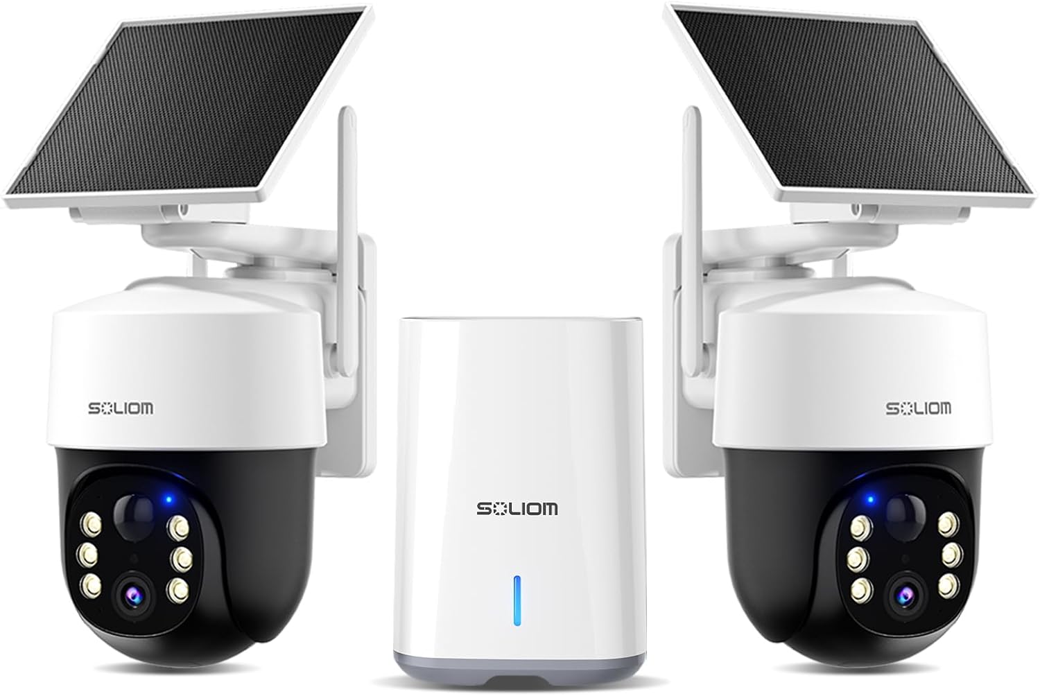 SOLIOM Security Cameras Wireless Outdoor,4K Ultra HD for Day and Night, No Subscription,Built in Radar,Solar Powered Cameras for Home Security, 360° Pan Tilt Auto Tracking,5G & 2.4G WiFi, 2-Cam Kit