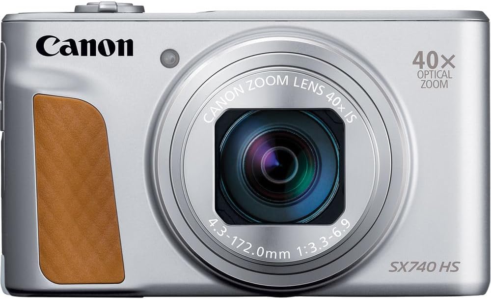 Canon PowerShot SX740 HS Digital Camera (Silver) Bundle with SanDisk 64GB Memory Card, 12'' Flex Tripod, High Speed Card Reader + Photo Kit (20 Items), Black (Renewed)