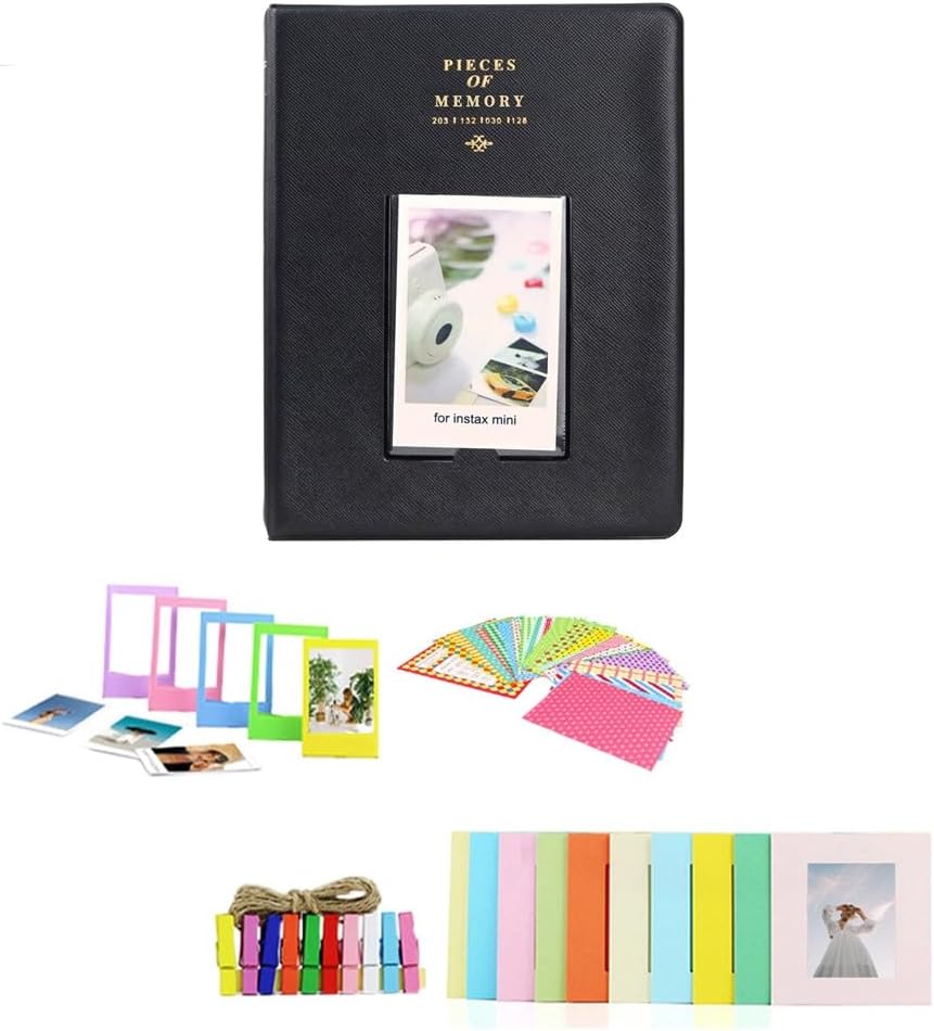 FUJIFILM INSTAX MINI EVO Hybrid Instant Camera | Brown Bundle with Instax Mini Film | 20 Exposures + 64GB Micro SD Card + Mini Album, Borders, Stickers & Clips + Cleaning Cloth (5 Items)