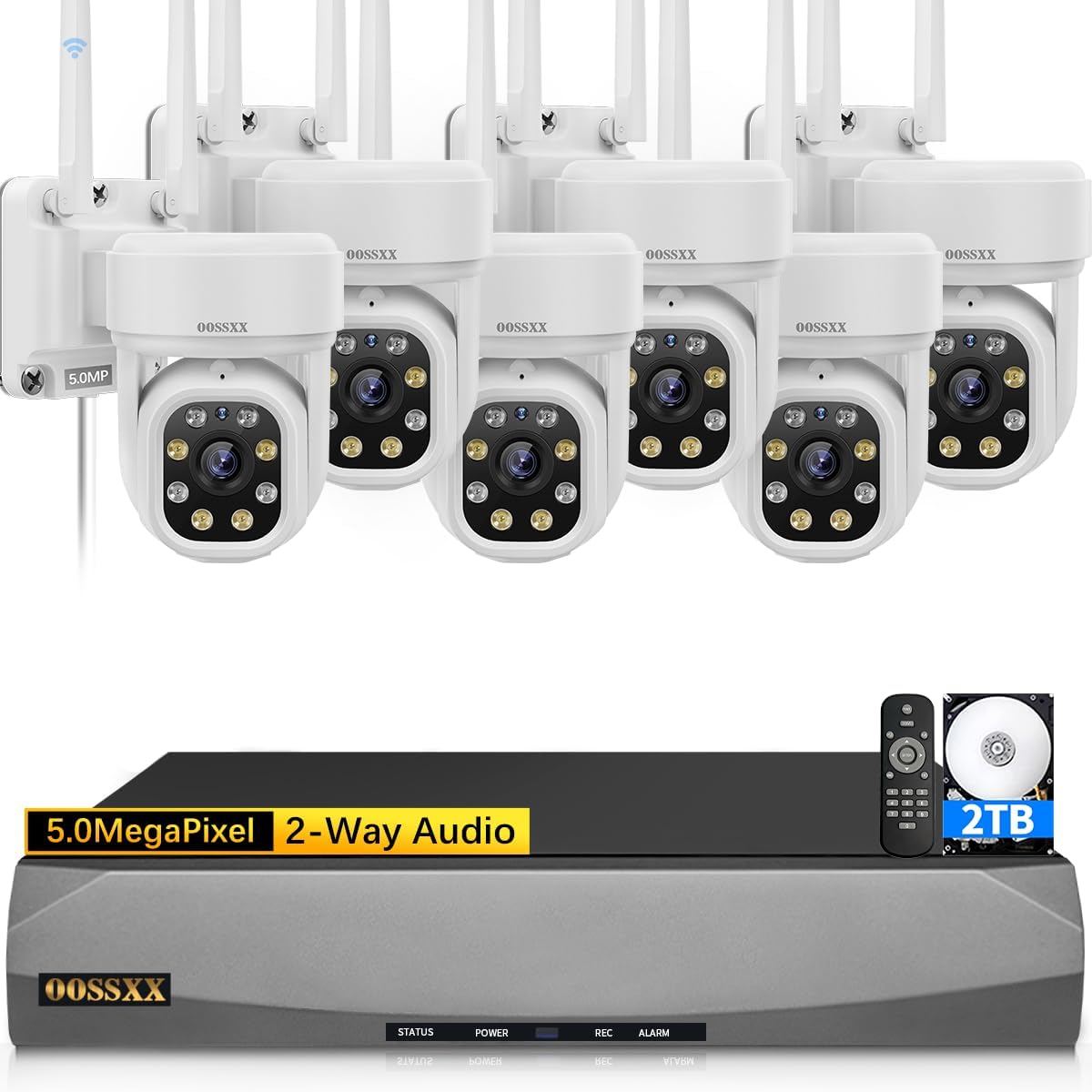 (2026 Update) 5MP PT Wireless Security Camera System with AI Human Tracking, Dual-Band 2.4G&5G WiFi, 130° Wide Angle, 2-Way Audio, No Monthly Fee, Outdoor Home Security Kit