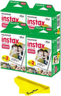 Fujifilm Instax Mini Twin Pack Picture Format Instant Daylight Film for Fujifilm Instax Mini Instant Cameras w/BuzzPhoto Microfiber Cleaning Cloth (4 Twin Packs (80 Sheets))