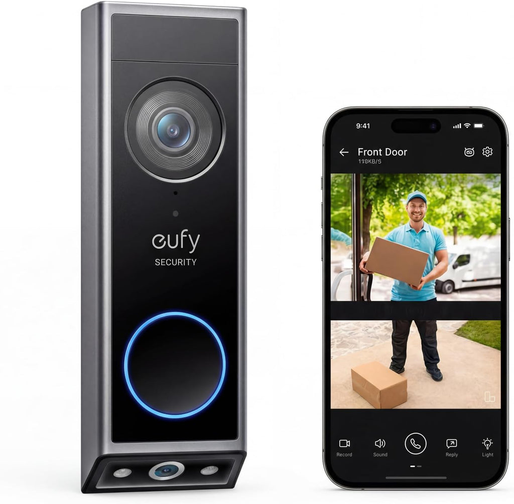 eufy Security Video Doorbell E340,No Subscription,Dual Cameras,2K FHD,Head-to-Toe View, Doorbell Camera Wireless & Wired, Color Night Vision, Two-Way Talk, AI Motion/Package Detection, Built-in 8GB