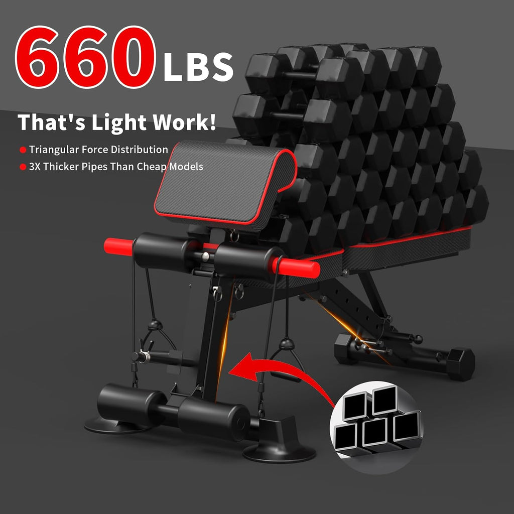 Adjustable Weight Bench - Utility workout Benches for Exercise, Free Installation Design for Portable Fitness Strength Training Equipment at Home Gym