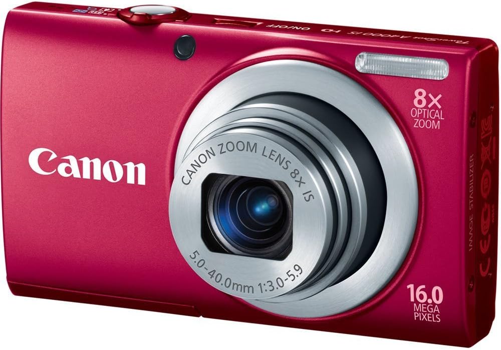 Canon PowerShot A4000 is 16.0 MP Digital Camera with 8X Optical Image Stabilized Zoom 28mm Wide-Angle Lens with 720p HD Video Recording and 3.0-Inch LCD (Red)