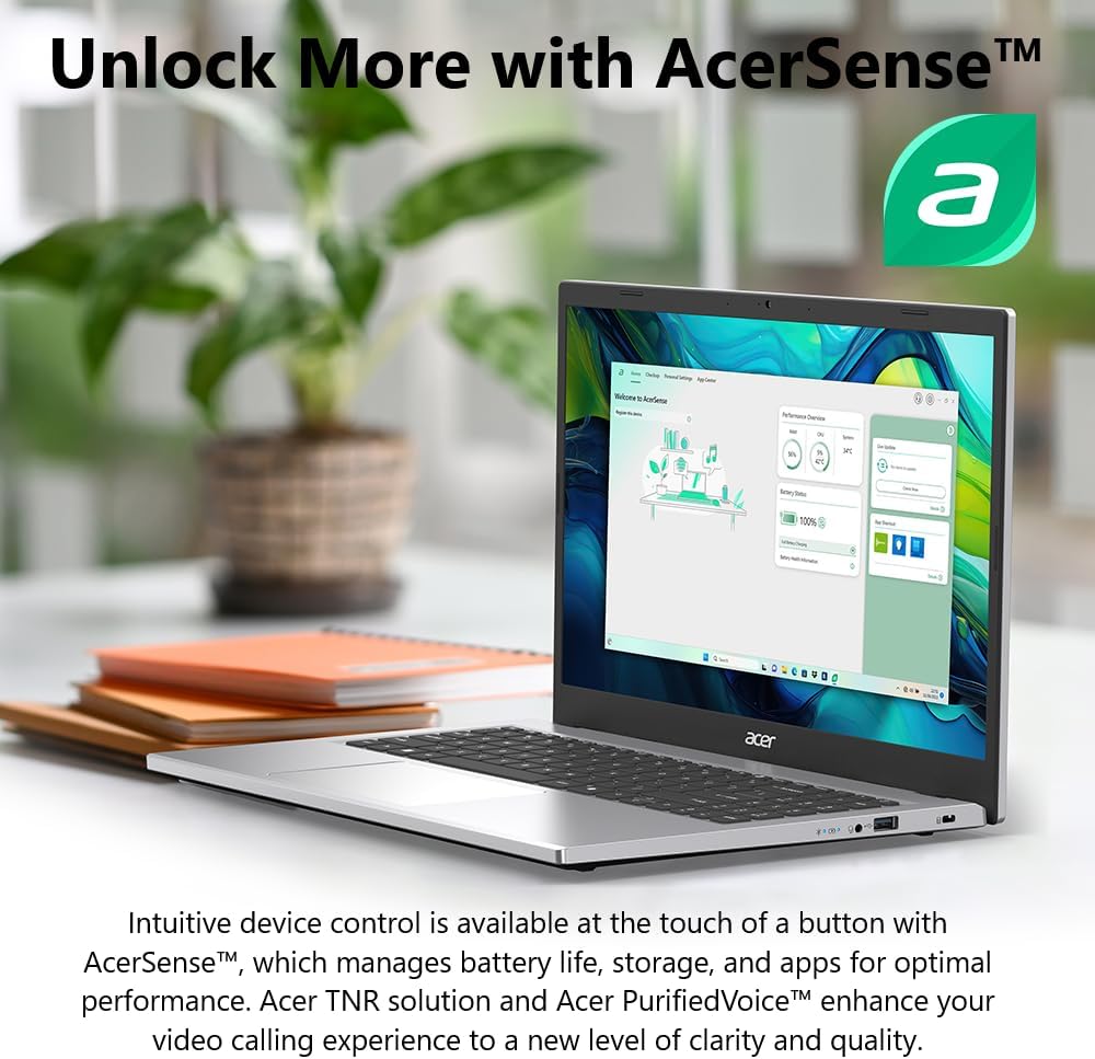 acer Aspire Go 15 AI Ready Laptop | 15.6' FHD (1920 x 1080) IPS Display | Intel Core 3 Processor N355 | Intel Graphics | 8GB DDR5 | 128GB UFS | Wi-Fi 6 | Windows 11 Home in S Mode | AG15-32P-39R2