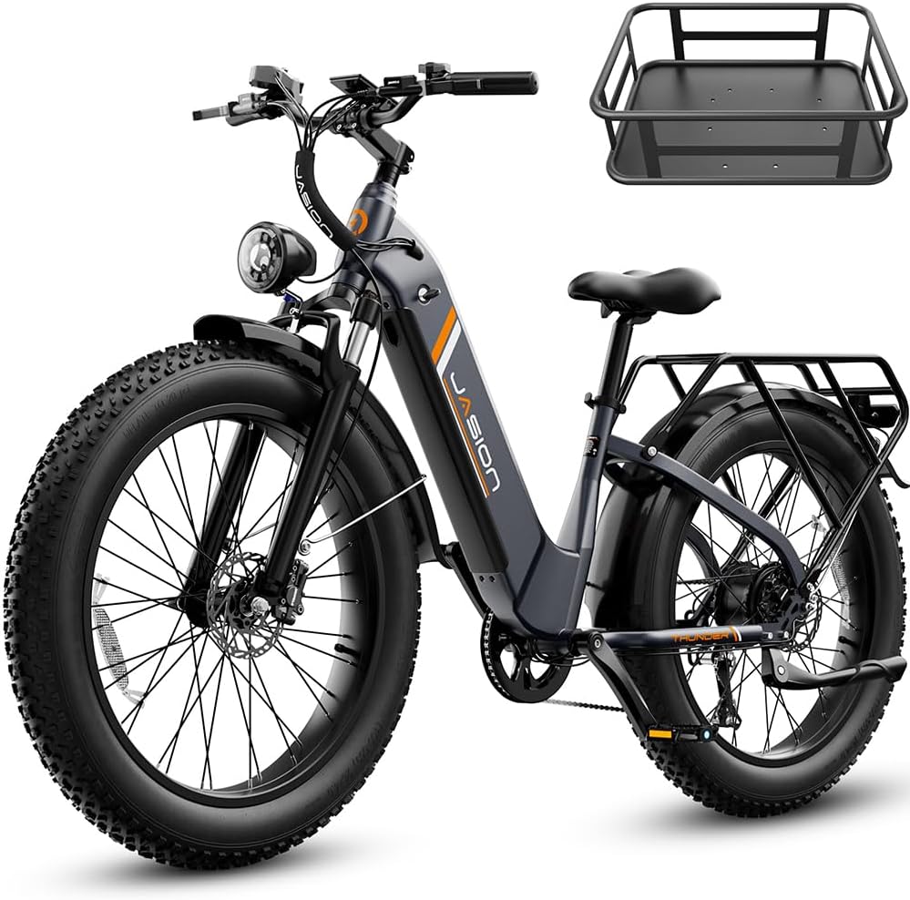 Jasion Thunder/PRO/ST Electric Bike,2000W/1800W Peak Ebikes for Adults,26''Fat Tire Best Ebike for Men,90/80 Miles with 1040Wh/864Wh Battery,35/30+MPH Max Speed Bicycles,500/400LB Capacity