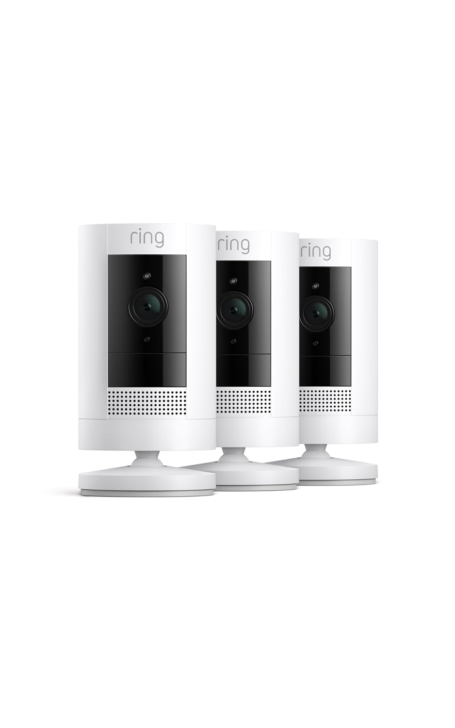 Ring Outdoor Cam (Stick Up Cam), Weather-resistant home or business security camera, outdoor ready, Live View, Color Night Vision, Two-Way Talk, motion alerts, Works with Alexa, 3-pack, White