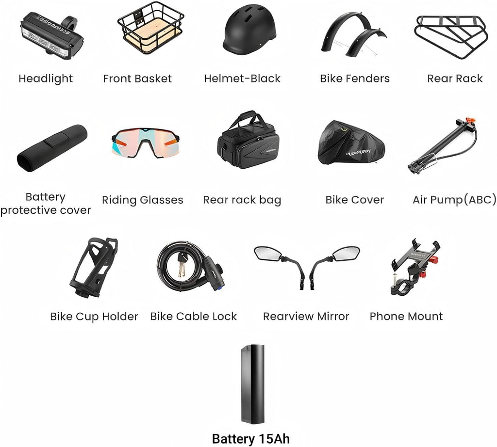 PUCKIPUPPY Parcel+Battery, Electric Bike for Adults 960W, 80Miles 28MPH Commuting Adult Electric Bicycles, 48V15AH Removable Battery Electric Mountain Bike, 7-Speed & LCD Display