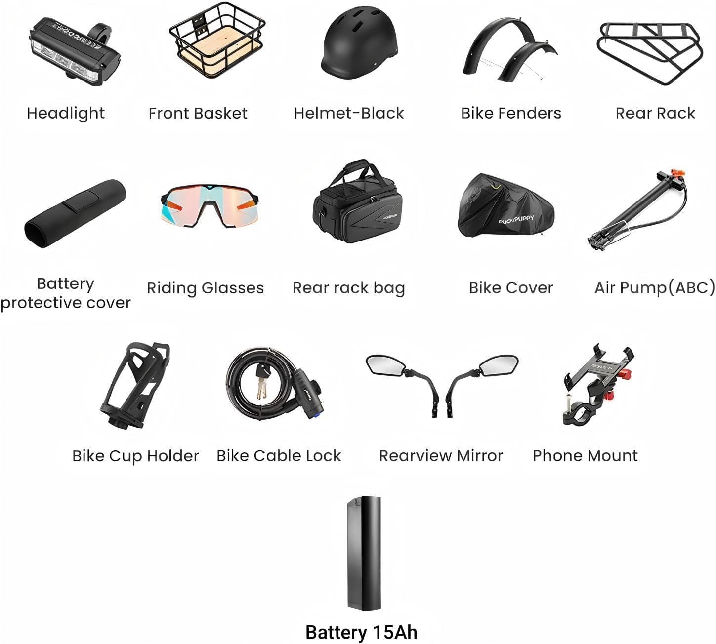 PUCKIPUPPY Parcel+Battery, Electric Bike for Adults 960W, 80Miles 28MPH Commuting Adult Electric Bicycles, 48V15AH Removable Battery Electric Mountain Bike, 7-Speed & LCD Display