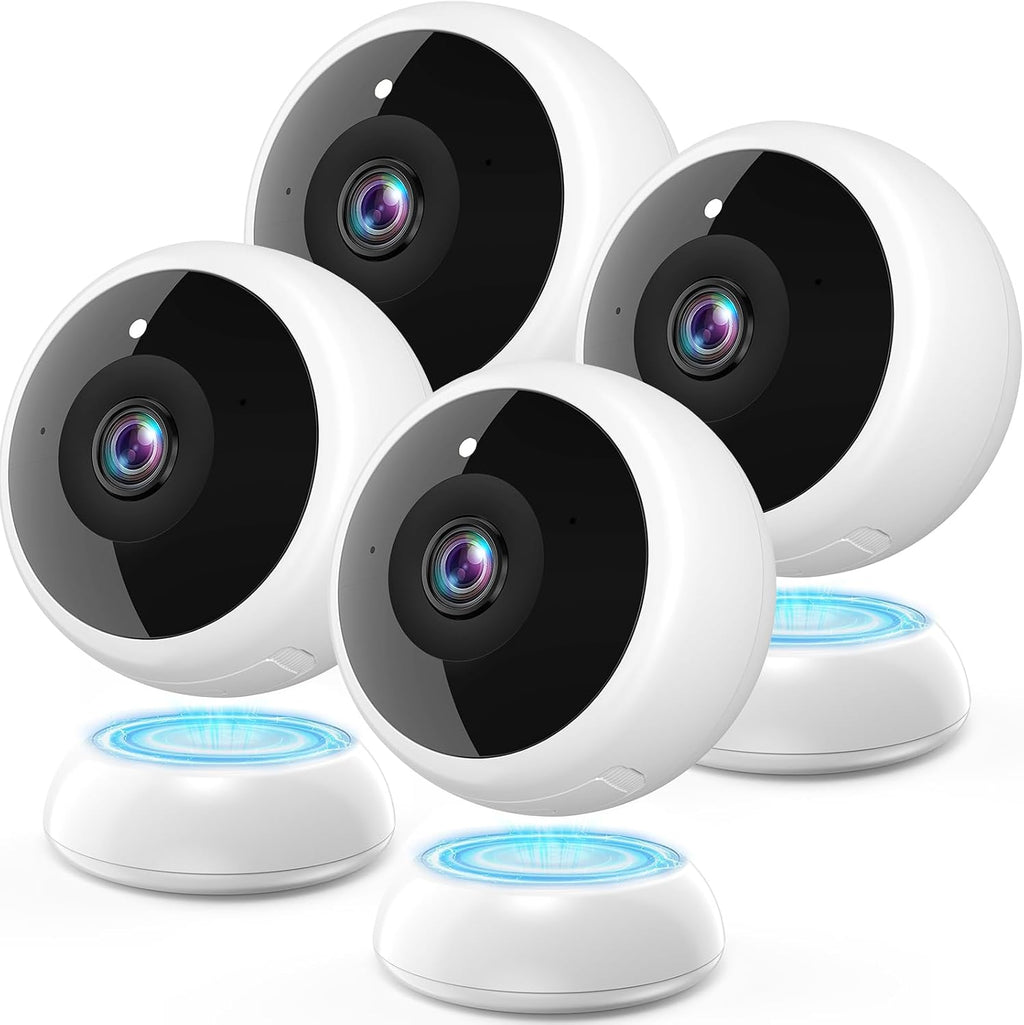 Thybro Magnetic Security Camera Wireless - 4Pack AI Motion Detection, 2K HD Video, Battery Powered, Ease of Setup, 2-Way Audio,IR Color Night Vision, Waterproof, Outdoor & Indoor Surveillance