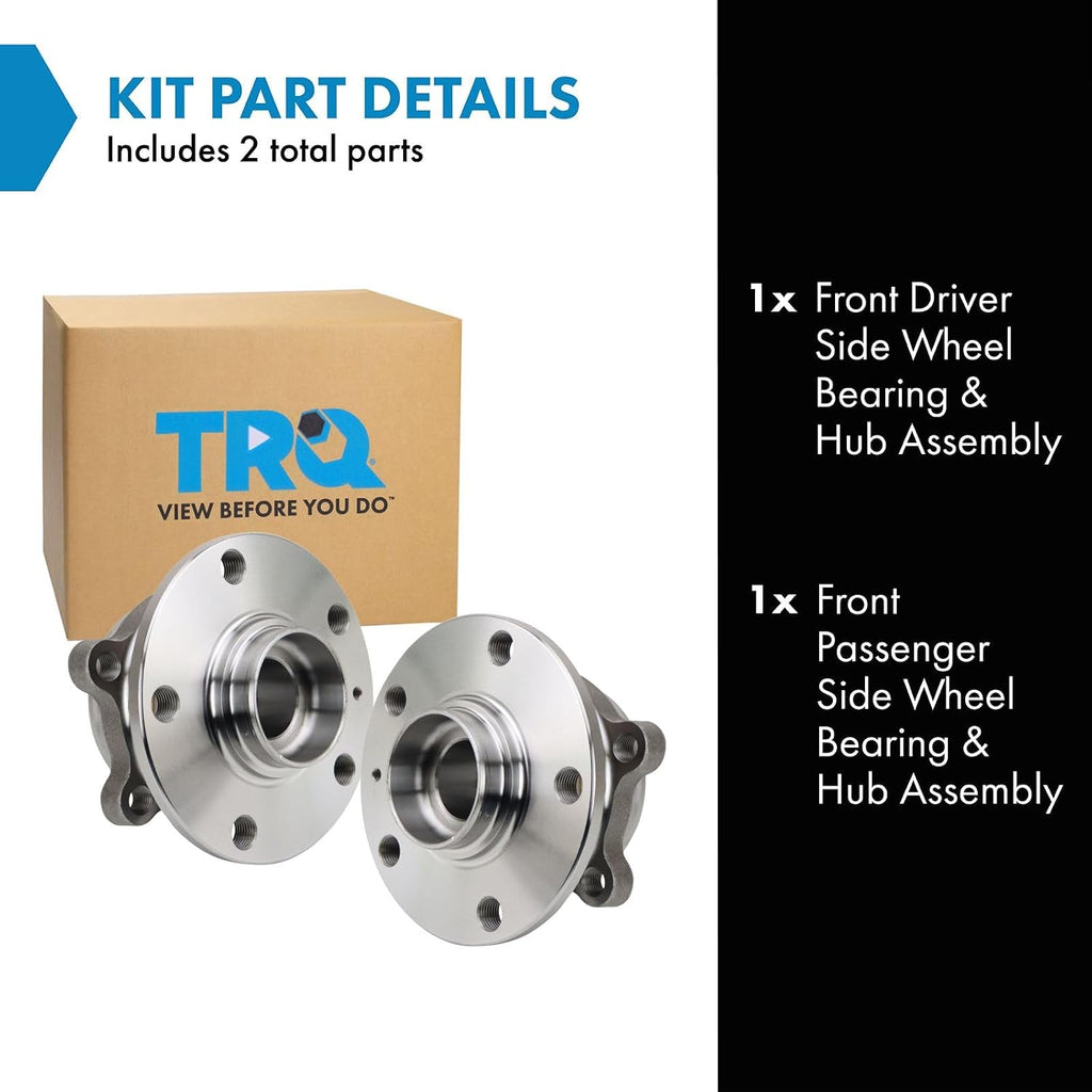 TRQ Front Left and Right Wheel Bearing and Hub Assembly Set 2 Piece Compatible with 2018-2021 Volkswagen Atlas 2020-2021 Atlas Cross Sport