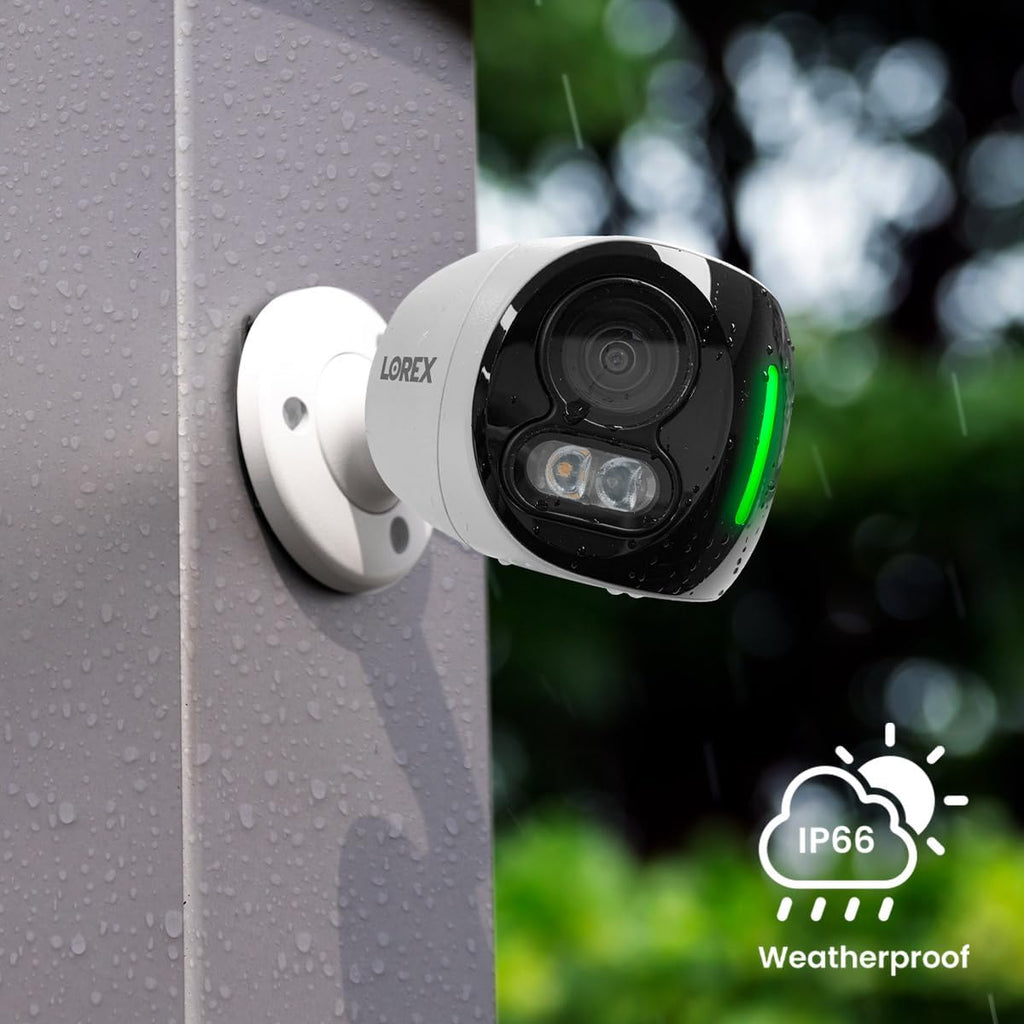 Lorex 4K 8MP IP Wired Dual-Lens Add-On Outdoor Security Camera | Smart Security Lighting | Motion Detection | 180° Panoramic View | Auto Framing | Color Night Vision | 2-Way Talk | Requires Recorder
