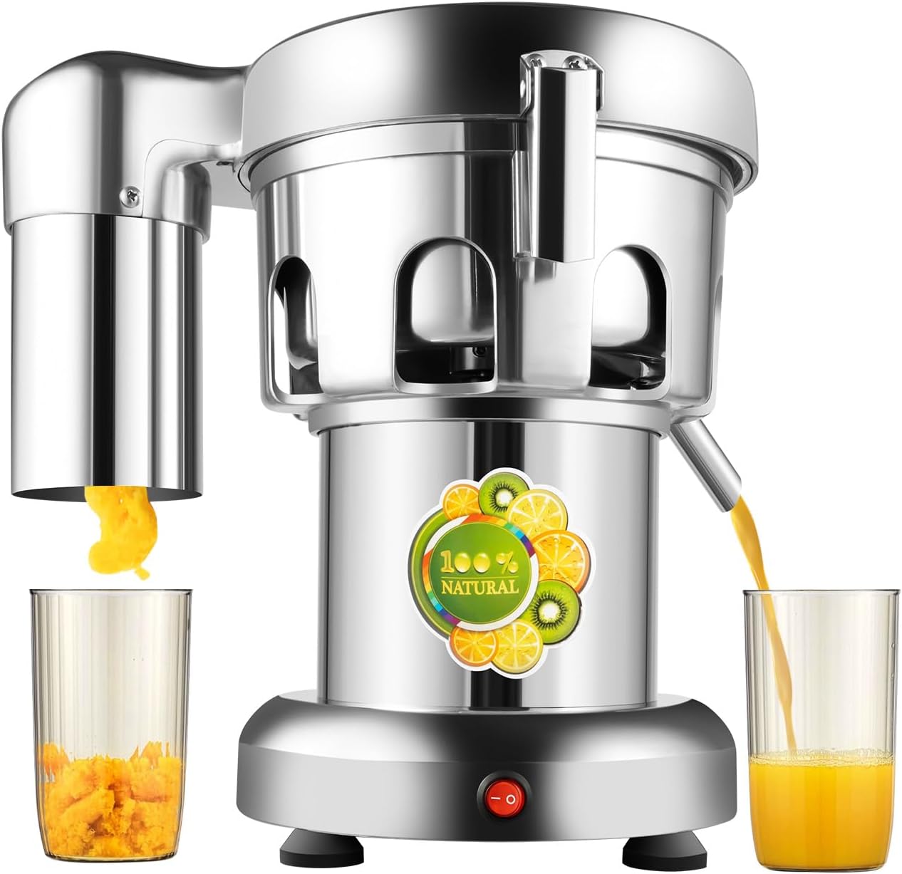 Commercial Juice Extractor Machine 110V 370W 2800RPM Electric Stainless Steel Juice Machine, Heavy Duty Fruit and Vegetable Juicer Automatic Centrifugal Juicer Machine, 80-100kg/hr