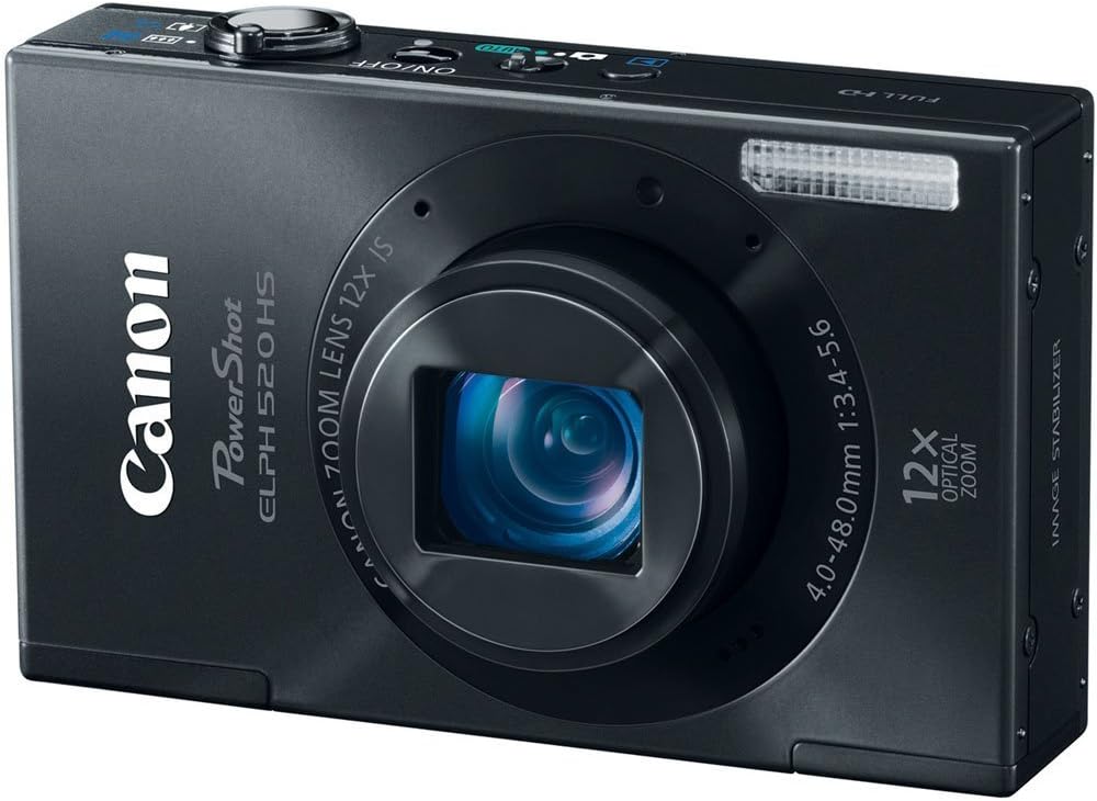 Canon PowerShot ELPH 520 HS 10.1 MP CMOS Digital Camera with 12x Ultra Wide-Angle Optical Image Stabilized Zoom Lens and Full 1080p HD Video (Black)
