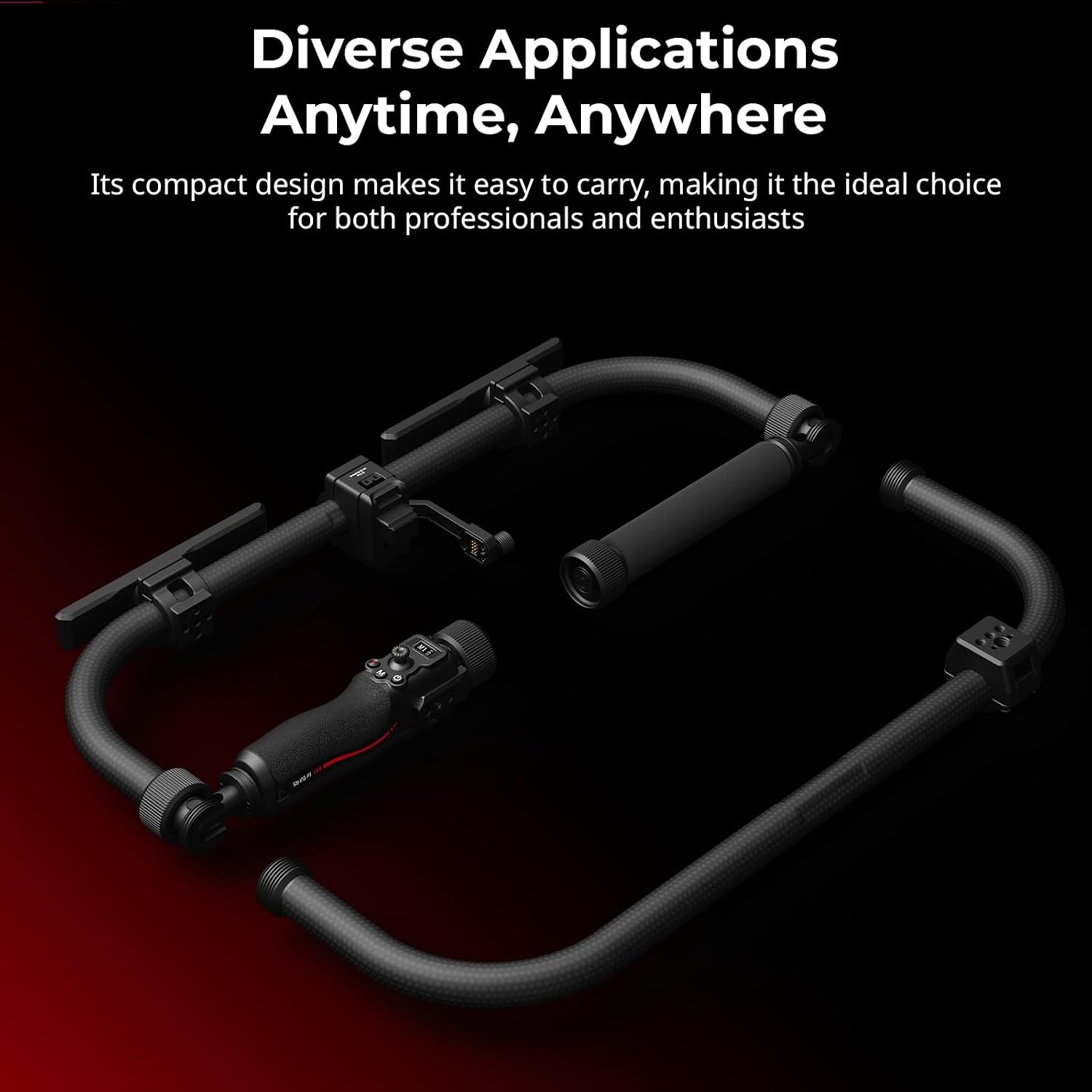 SMALLRIG Stabilizer Handheld Ring Grip for DJI RS 2 / RS 3 Pro/RS 4 / RS 4 Pro/RS 5 Gimbal, Supports Various Controls, Integrated Foldable Design, Max Load 17.6 lb - 4328