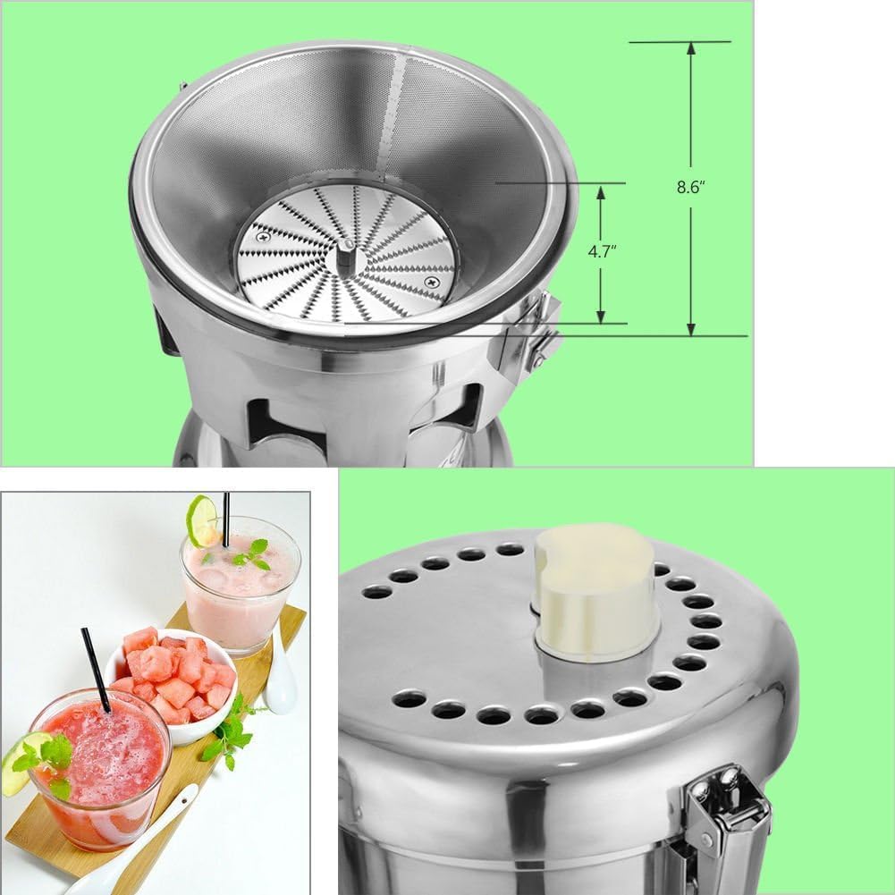 Juicer Machine, Fruit and Vegetables Juice Maker, Commercial Juice Extractor Stainless Steel Heavy Duty 110V 370W