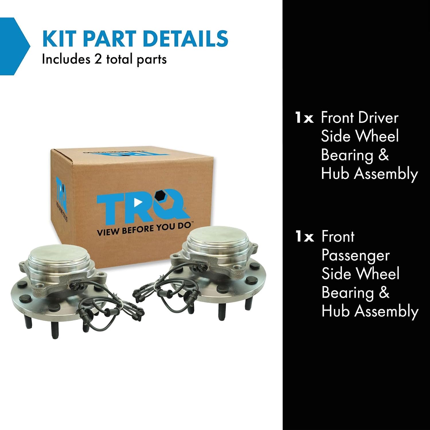 TRQ 2 Piece Front Wheel Bearing & Hub Assembly Set Compatible with 2009-2010 Dodge Ram 2500 Ram 3500 2011 Ram 2500 3500