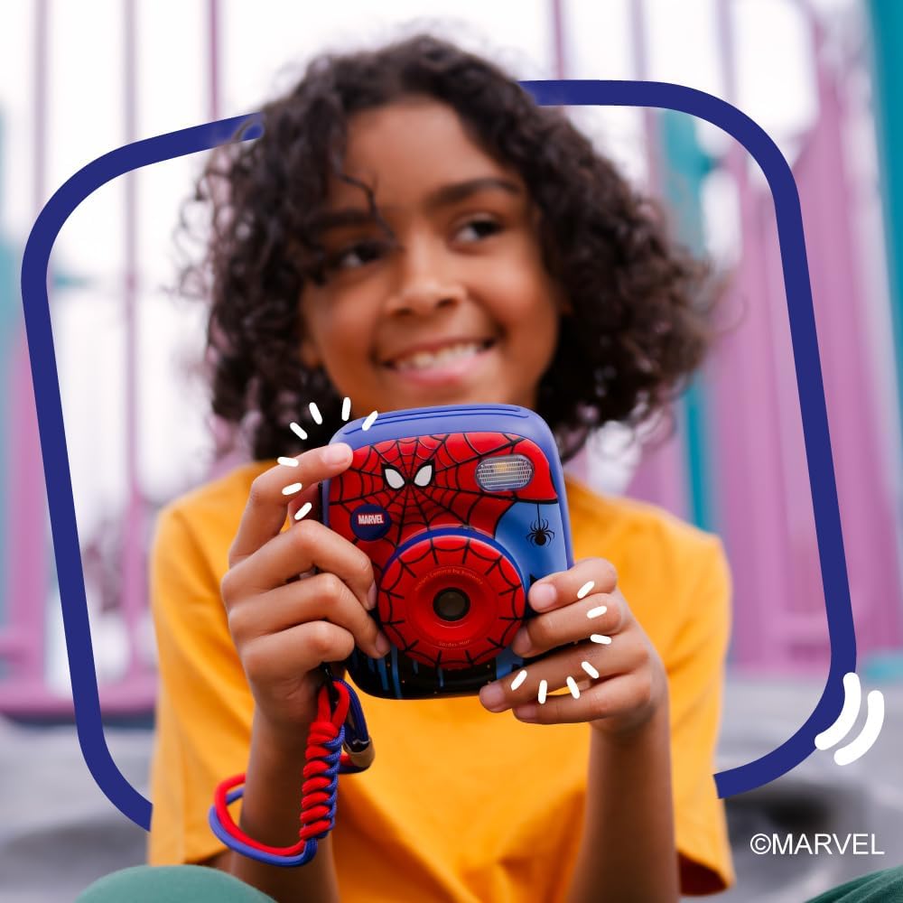 Spider-Man Official Licensed Instant Print Digital Camera, 48MP Photo, 1080p Video, 5-Sec Ink-Free Prints, Selfie & Creator Mode, 32GB SD Card (Model P2) by kiimento
